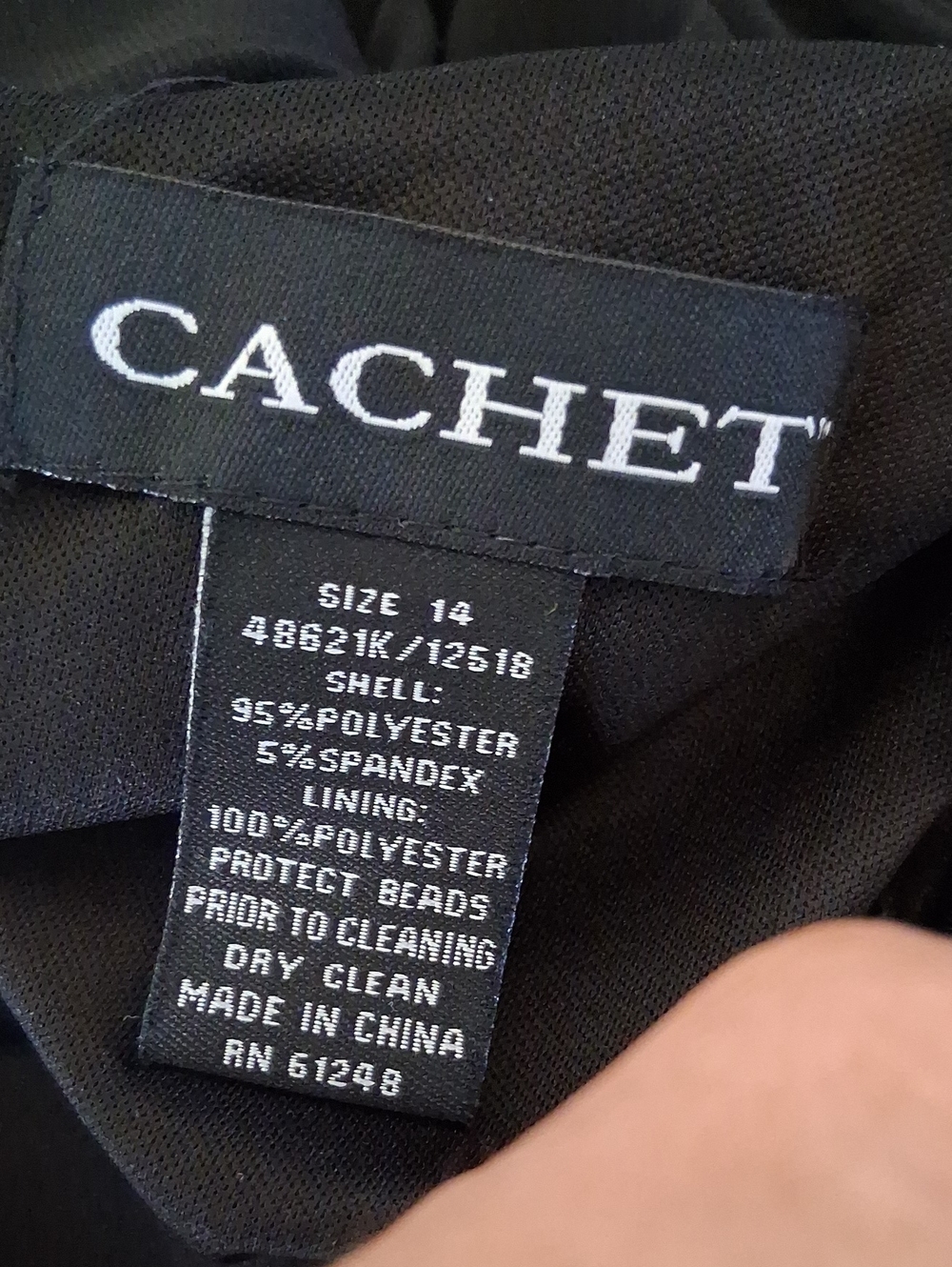 Women's Black Embellished Floor-Length Evening Gown By Cachet  Size 14 - Picture 15 of 15
